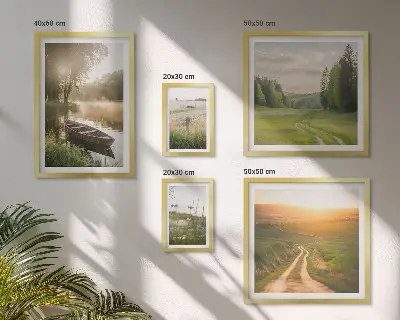 Galeria de quadros para parede com paisagens de água e vegetação