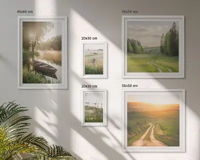 Galeria de quadros para parede com paisagens de água e vegetação