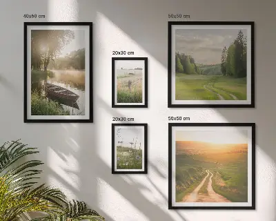 Galeria de quadros para parede com paisagens de água e vegetação