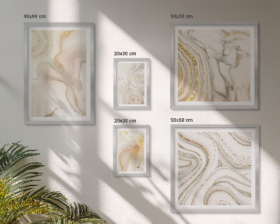 Conjunto de 5 quadros com moldura Composições abstratas em tons de bege