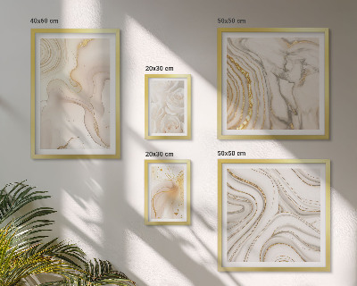 Conjunto de 5 quadros com moldura Composições abstratas em tons de bege