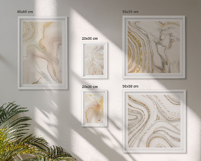 Conjunto de 5 quadros com moldura Composições abstratas em tons de bege