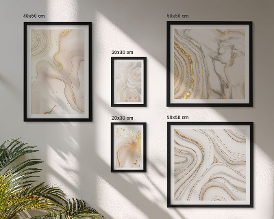 Conjunto de 5 quadros com moldura Composições abstratas em tons de bege