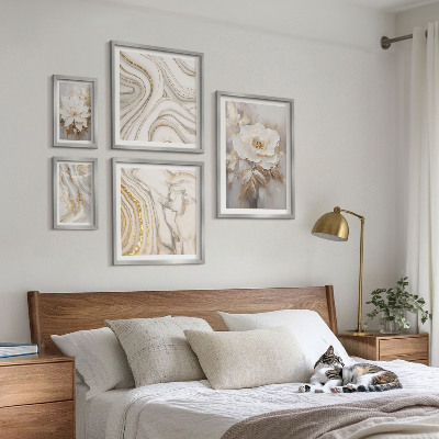 Conjunto de 5 quadros decorativos Motivos florais abstratos, elegância