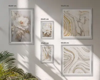 Conjunto de 5 quadros decorativos com motivos florais abstratos e elegância