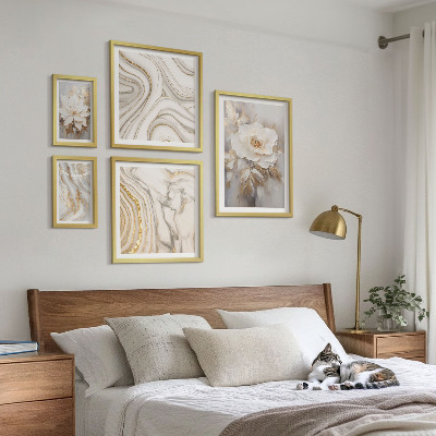 Conjunto de 5 quadros decorativos Motivos florais abstratos, elegância