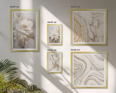 Conjunto de 5 quadros decorativos com motivos florais abstratos e elegância