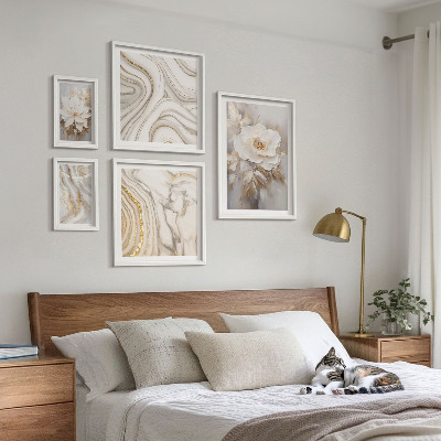 Conjunto de 5 quadros decorativos Motivos florais abstratos, elegância