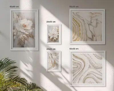 Conjunto de 5 quadros decorativos com motivos florais abstratos e elegância