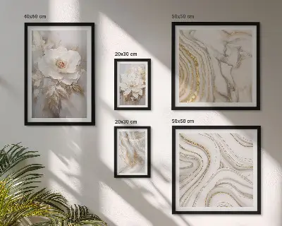 Conjunto de 5 quadros decorativos com motivos florais abstratos e elegância
