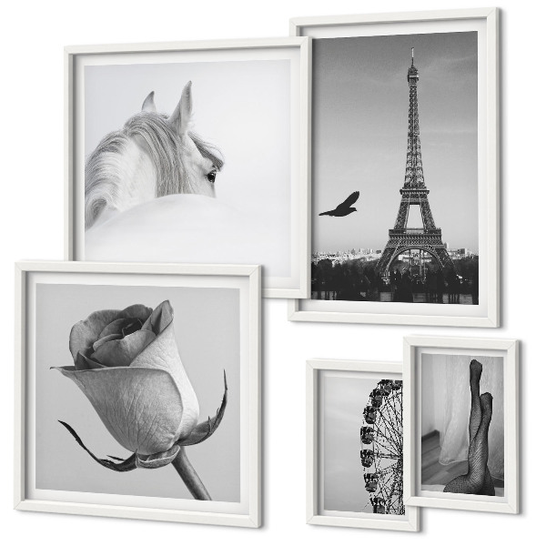 Galeria de parede Imagens elegantes em preto e branco