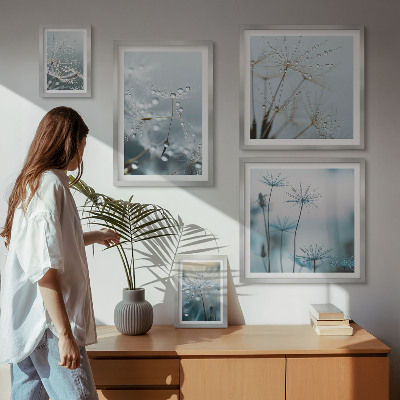 Conjunto de 5 quadros decorativos Motivos vegetais, gotas de água