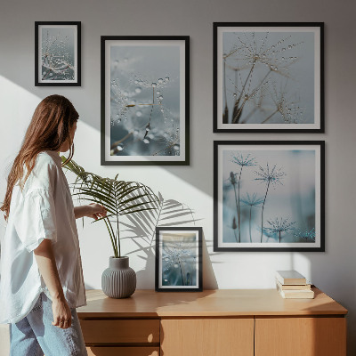 Conjunto de 5 quadros decorativos Motivos vegetais, gotas de água