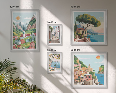 Parede galeria de quadros Montanhas e cidades encantadoras