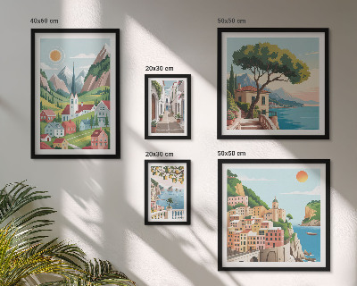 Parede galeria de quadros Montanhas e cidades encantadoras
