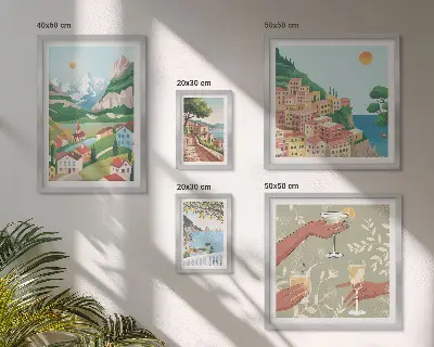 Conjunto de 5 quadros com moldura com paisagens encantadoras para relaxar