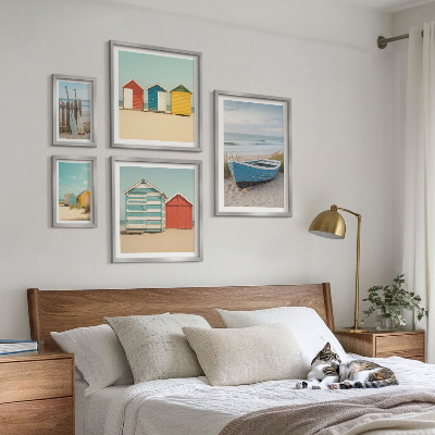 Galeria de parede Vistas para o mar, casas, barcos