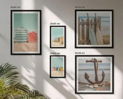 Galeria de quadros para parede com tema de casas de praia elegantes