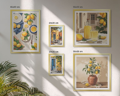 Conjunto de 5 quadros com moldura Ideias Mediterrâneas com Limão