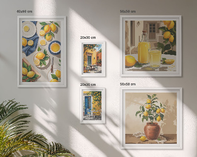 Conjunto de 5 quadros com moldura Ideias Mediterrâneas com Limão