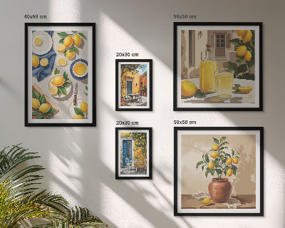 Conjunto de 5 quadros com moldura Ideias Mediterrâneas com Limão