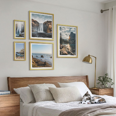 Conjunto de 5 quadros decorativos Paisagens, cachoeiras, praias