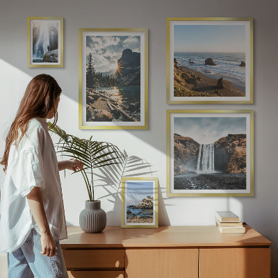 Conjunto de 5 quadros decorativos Paisagens, cachoeiras, praias