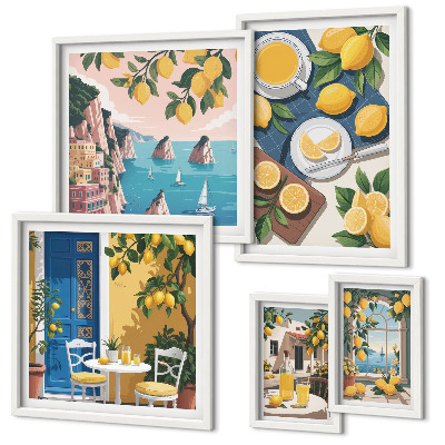 Parede galeria de quadros Frescor de limão, estilo boho de verão