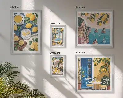 Parede galeria de quadros estilo boho com frescor de limão de verão