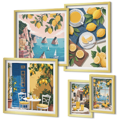 Parede galeria de quadros Frescor de limão, estilo boho de verão