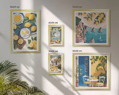 Parede galeria de quadros estilo boho com frescor de limão de verão