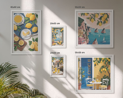 Parede galeria de quadros Frescor de limão, estilo boho de verão
