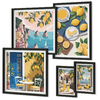 Parede galeria de quadros Frescor de limão, estilo boho de verão