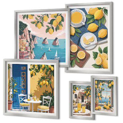 Parede galeria de quadros Frescor de limão, estilo boho de verão