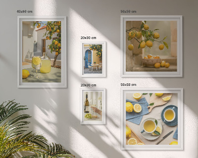Conjunto de 5 quadros com moldura Limões rústicos para a cozinha