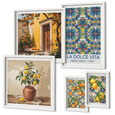 Parede galeria de quadros Frutas cítricas italianas ao estilo mediterrâneo