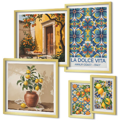 Parede galeria de quadros Frutas cítricas italianas ao estilo mediterrâneo