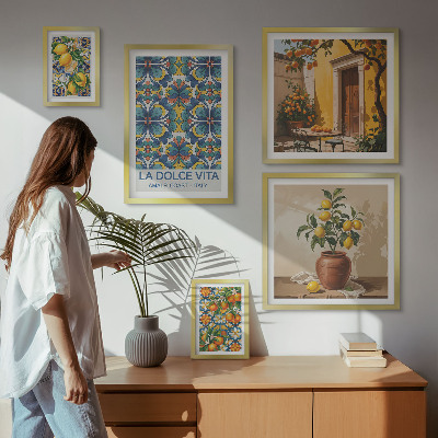 Parede galeria de quadros Frutas cítricas italianas ao estilo mediterrâneo