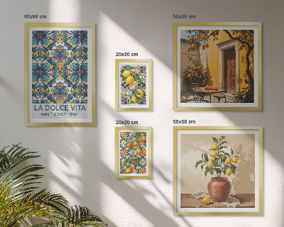 Parede galeria de quadros Frutas cítricas italianas ao estilo mediterrâneo