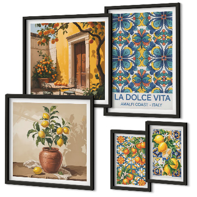 Parede galeria de quadros Frutas cítricas italianas ao estilo mediterrâneo