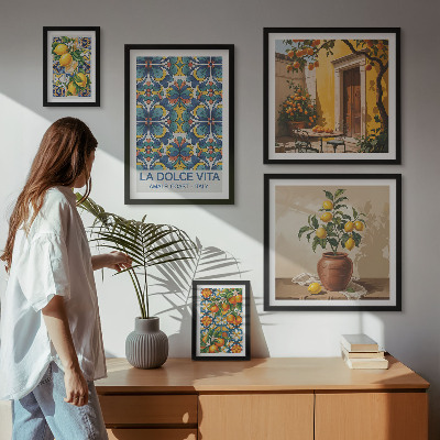 Parede galeria de quadros Frutas cítricas italianas ao estilo mediterrâneo