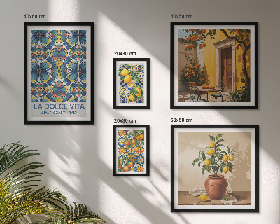 Parede galeria de quadros Frutas cítricas italianas ao estilo mediterrâneo