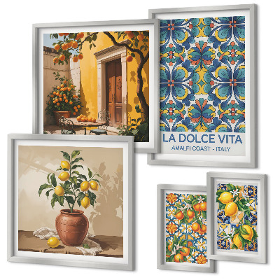 Parede galeria de quadros Frutas cítricas italianas ao estilo mediterrâneo