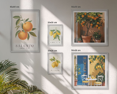 Conjunto de 5 quadros com moldura Estilo rústico italiano frutado