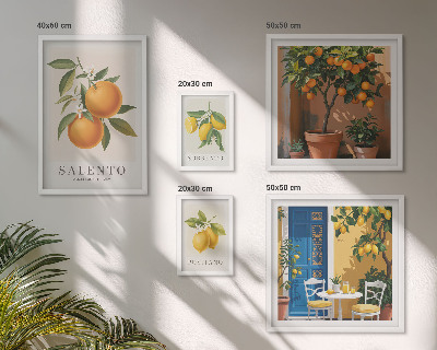 Conjunto de 5 quadros com moldura Estilo rústico italiano frutado