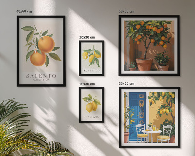 Conjunto de 5 quadros com moldura Estilo rústico italiano frutado