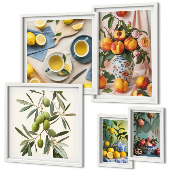 Galeria de parede Decoração rústica com frutas e flores
