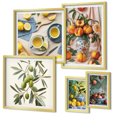 Galeria de parede Decoração rústica com frutas e flores
