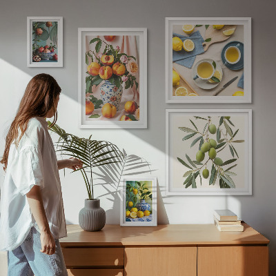 Galeria de parede Decoração rústica com frutas e flores