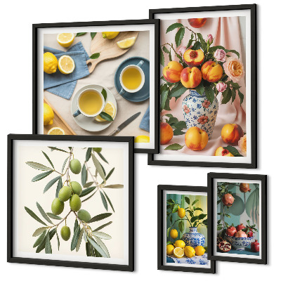 Galeria de parede Decoração rústica com frutas e flores